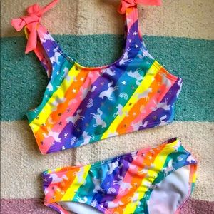 Rainbow Neon Unicorn Two Piece Swimsuit